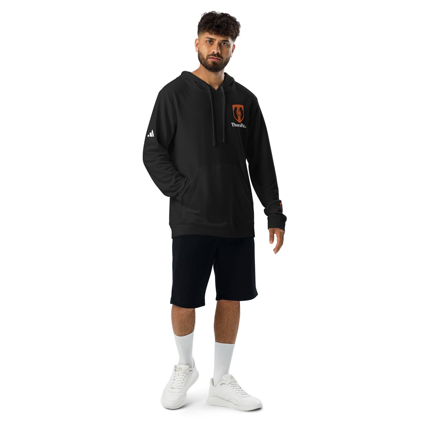 adidas fleece hoodie (white text)