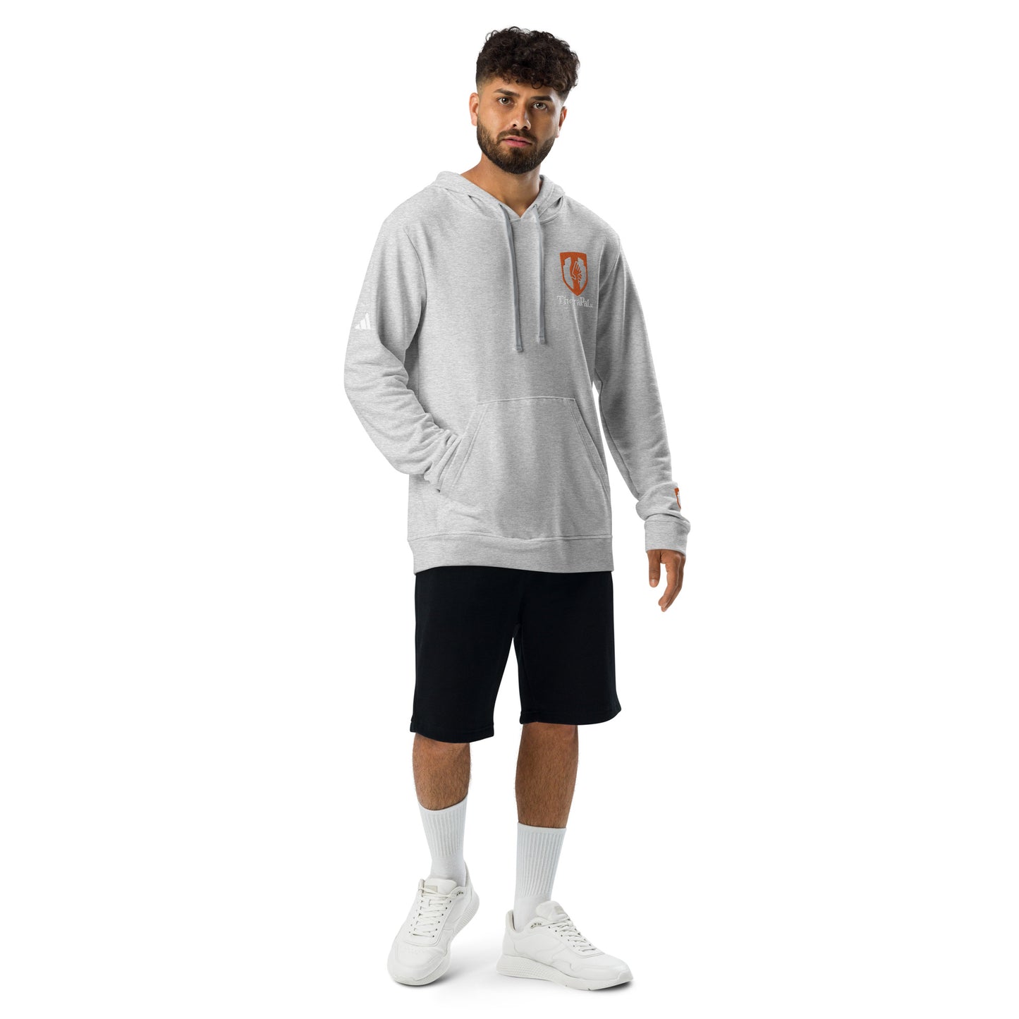 adidas fleece hoodie (white text)
